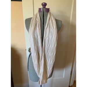 Celeste Wool Cashmere Cable Knit Infinity Scarf Cream Ivory Pointellle Cozy